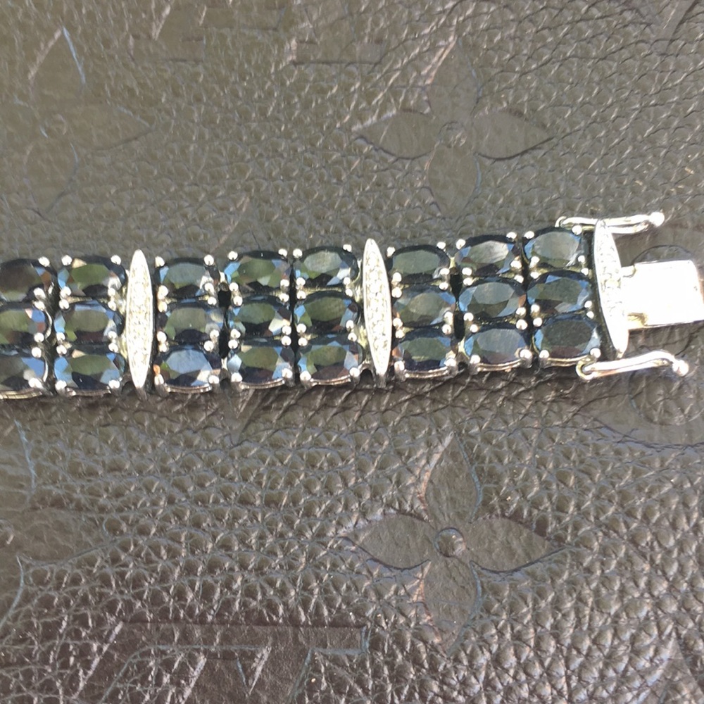 Gorgeous Sterling Silver With Sapphire 3 Raw Gems - Picture 3 of 8